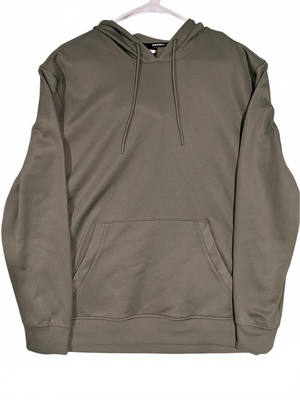 Russell Solid Waffle Texture Pullover Hoodie Kangaroo Pocket Mens Large